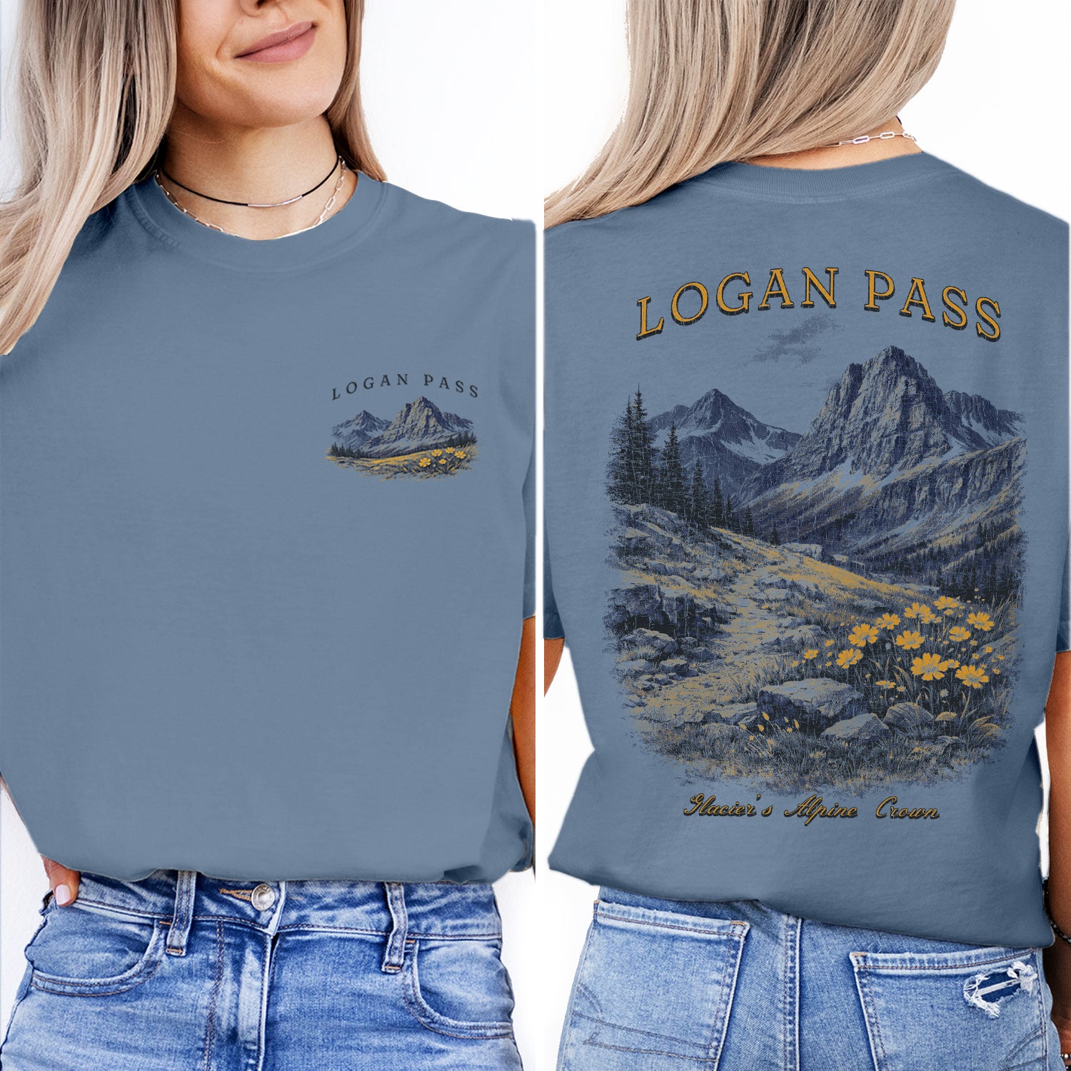 Logan Pass Glacier National Park T-Shirt, Montana Mountain Hiking Tee, Alpine Wildflower Shirt, Scenic Park Travel Tee