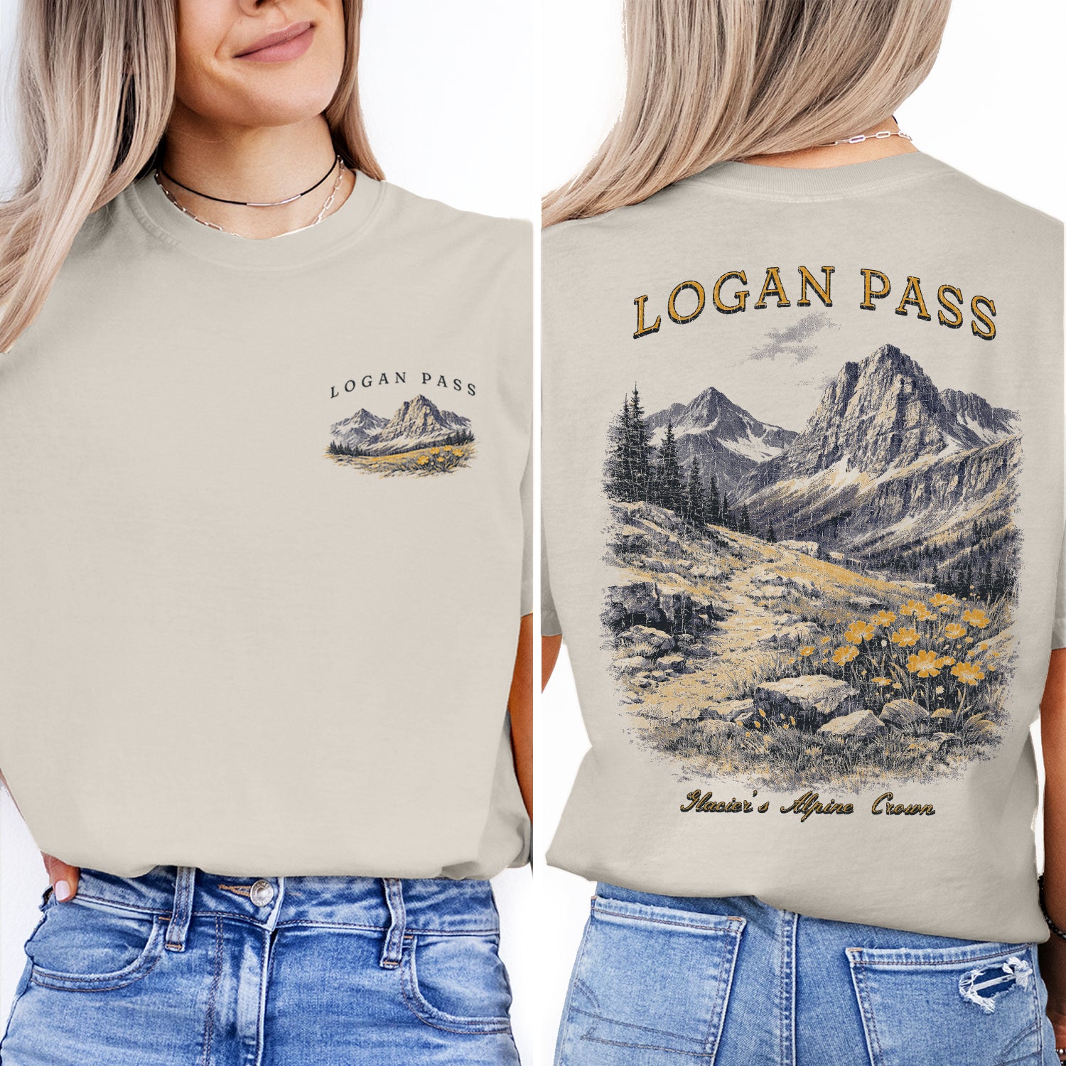 Logan Pass Glacier National Park T-Shirt, Montana Mountain Hiking Tee, Alpine Wildflower Shirt, Scenic Park Travel Tee
