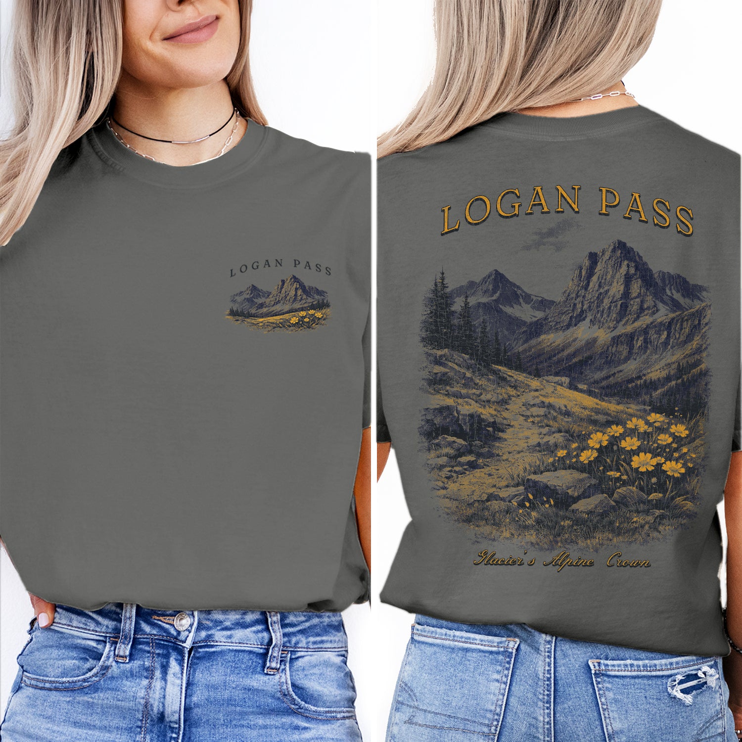 Logan Pass Glacier National Park T-Shirt, Montana Mountain Hiking Tee, Alpine Wildflower Shirt, Scenic Park Travel Tee