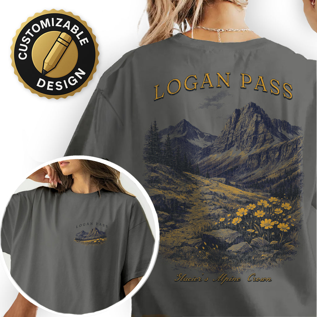 Logan Pass Glacier National Park T-Shirt, Montana Mountain Hiking Tee, Alpine Wildflower Shirt, Scenic Park Travel Tee