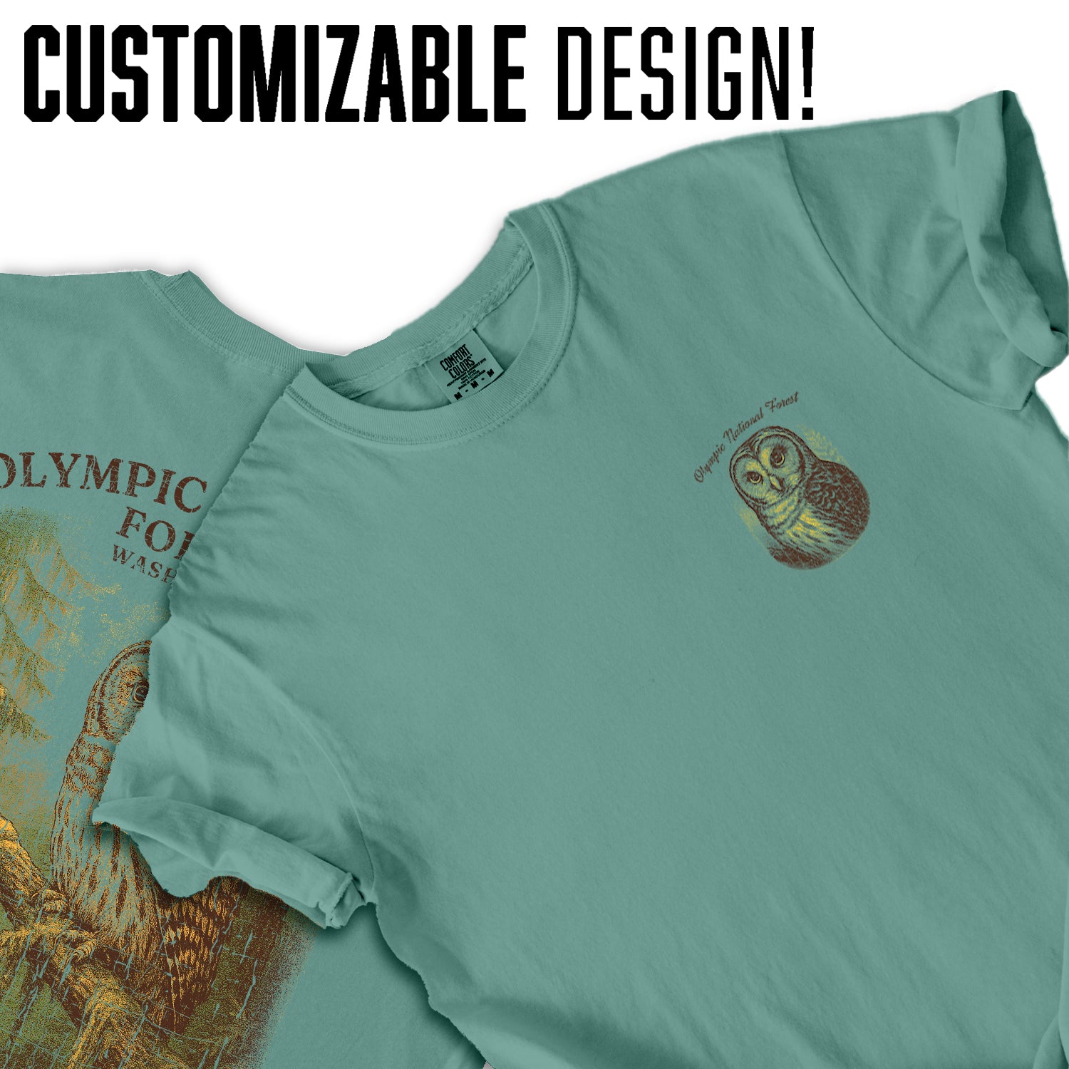 Olympic National Forest Owl T-Shirt – In the Stillness the Forest Listens Back, Nature Wildlife Souvenir Gift Tee