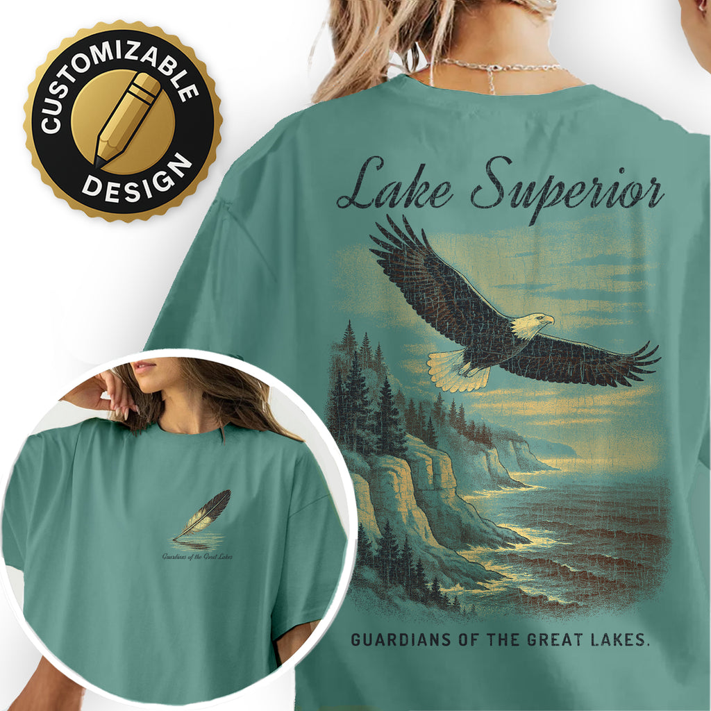 Lake Superior Eagle T-Shirt – Guardians of the Great Lakes Tee, Vintage Wildlife Graphic, Retro Nature Souvenir Shirt