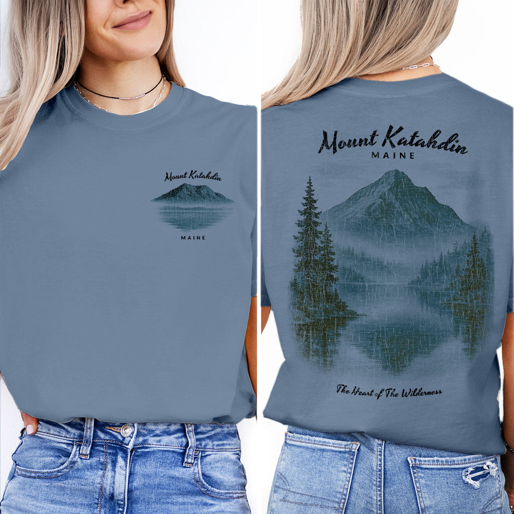 Mount Katahdin Maine T-Shirt – The Heart of the Wilderness Mountain Tee, Nature Souvenir Gift, Hiking Adventure Shirt