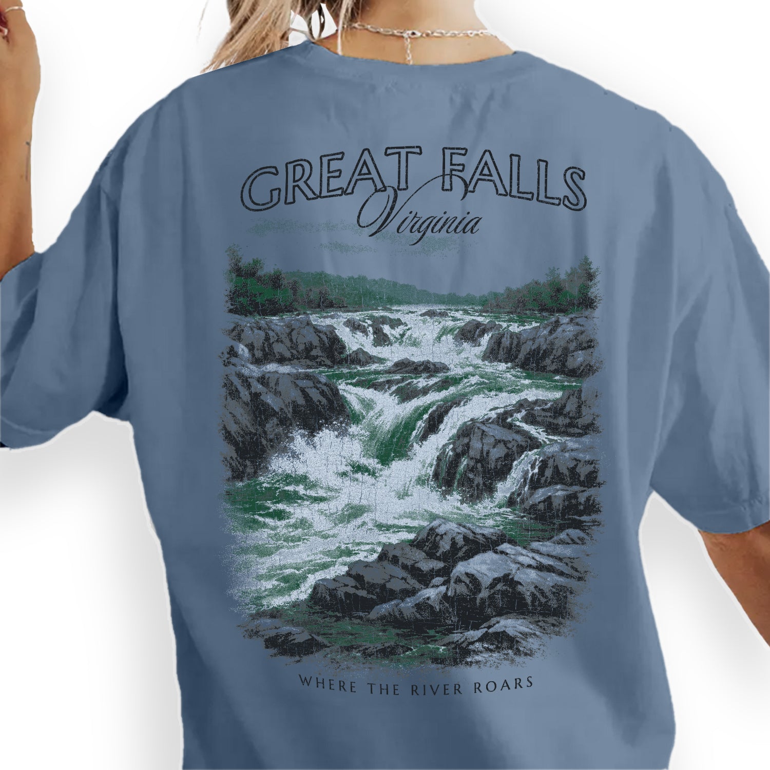 Great Falls Virginia Waterfall T-Shirt, Scenic Nature Travel Tee, Virginia Souvenir Shirt, Hiking Adventure Graphic Tee