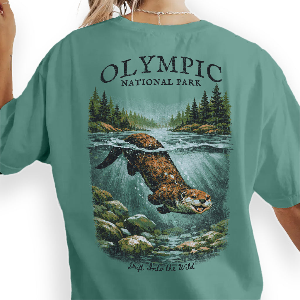 Olympic National Park Otter Shirt, Washington Nature Tee, Vintage Wildlife Graphic T-Shirt, Drift Into the Wild