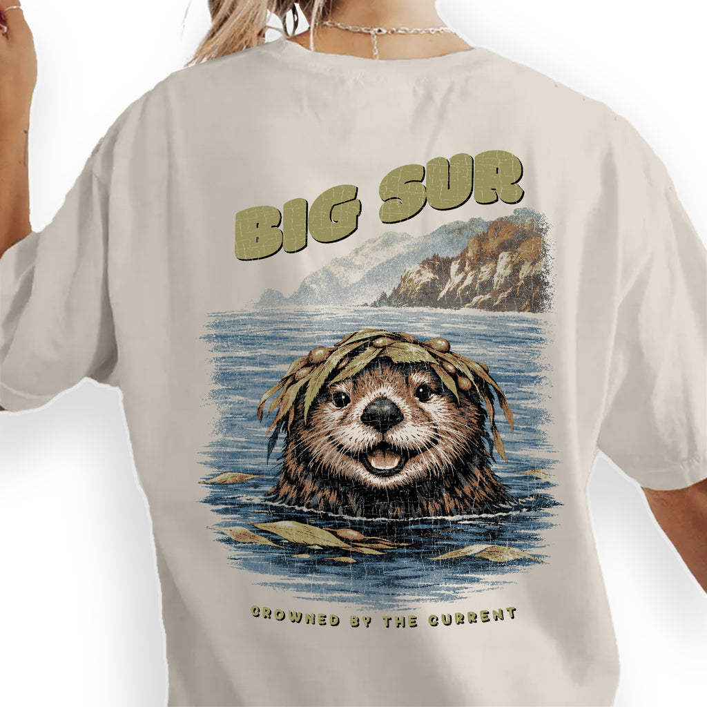 Big Sur California Sea Otter Shirt, Vintage Coastal Graphic Tee, Cute Otter Beach T-Shirt, Nature Lover Gift