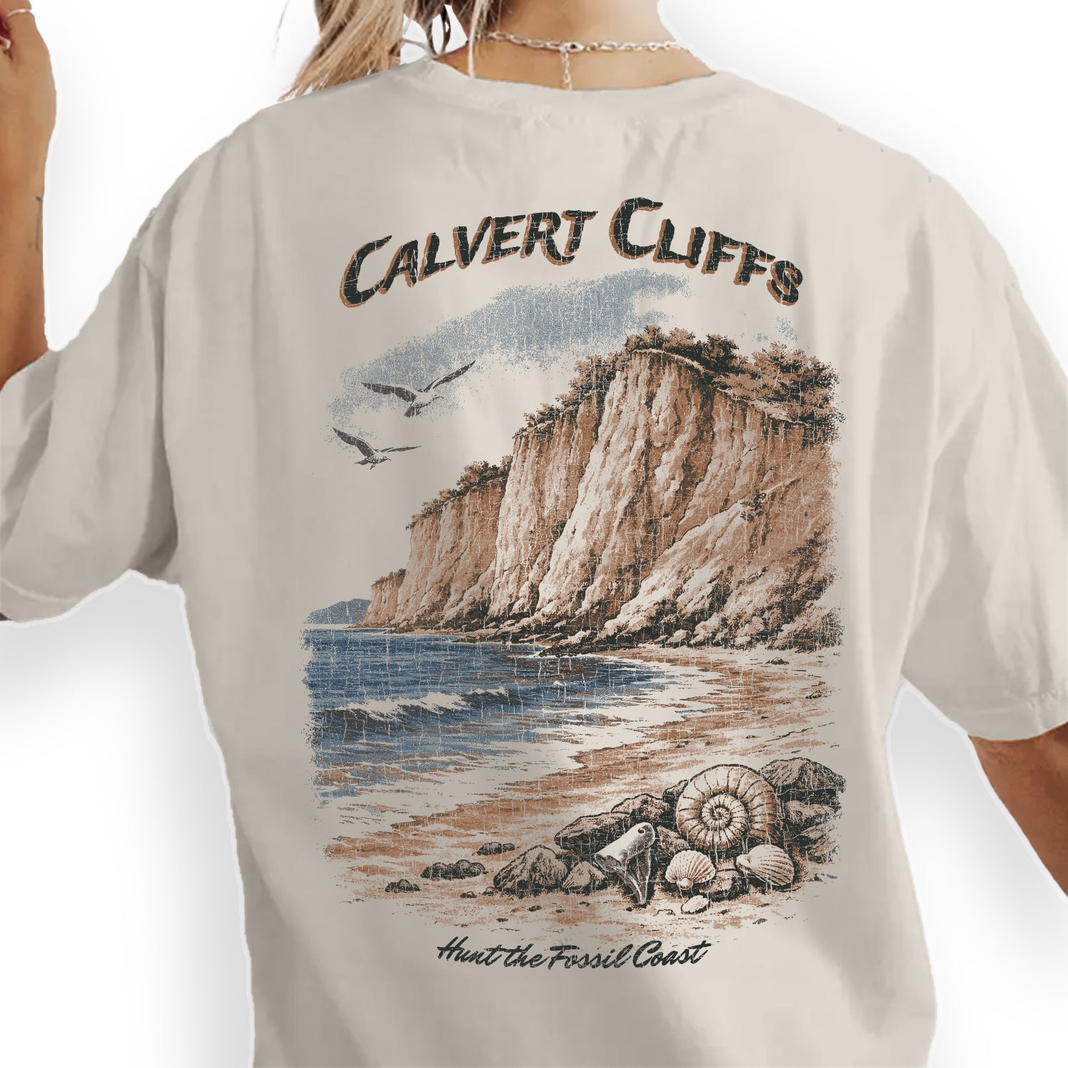 Calvert Cliffs Maryland Shirt, Fossil Coast Tee, Coastal Cliff Beach T-Shirt, Vintage Travel Graphic Tee, Chesapeake Bay Gift