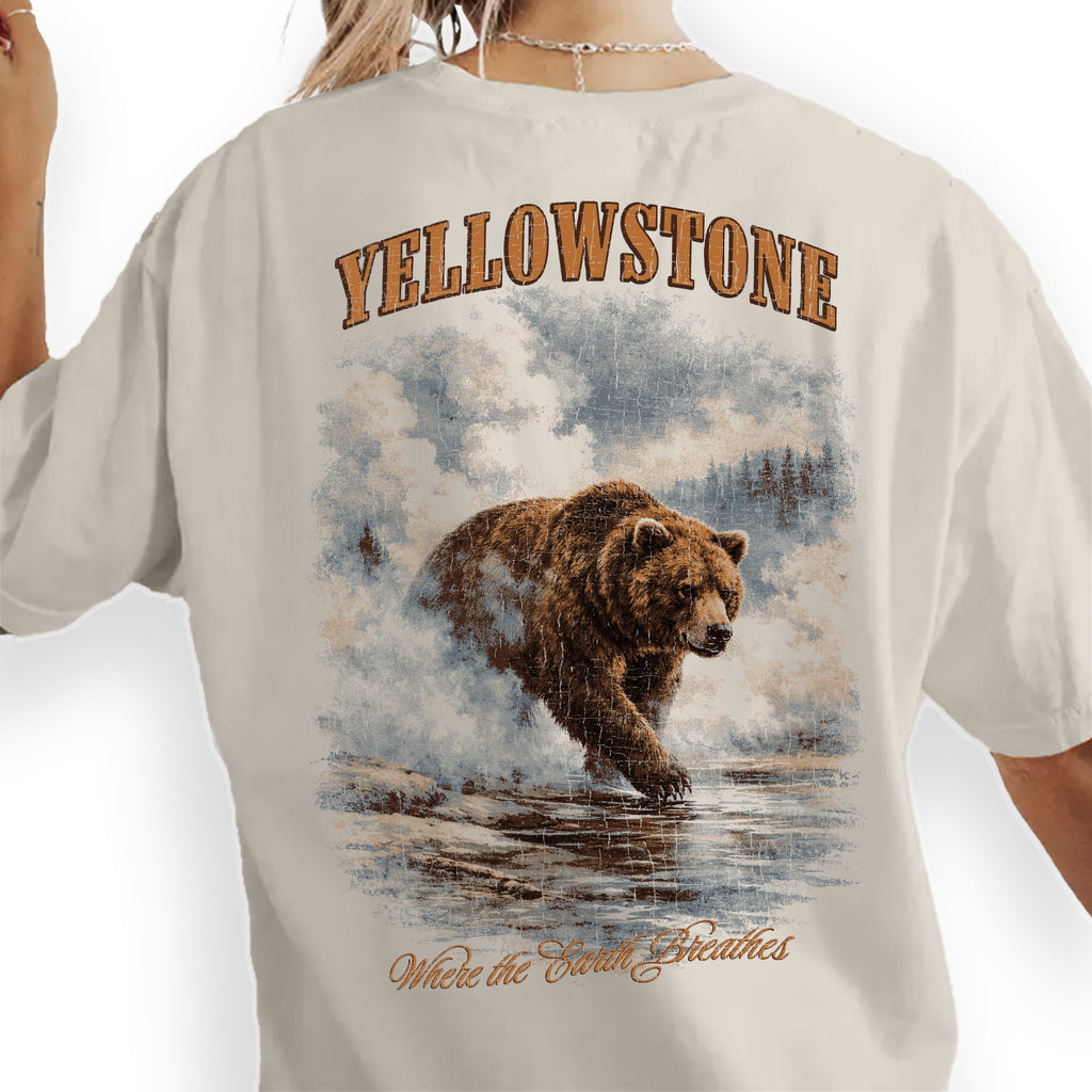 Yellowstone Bear Shirt, Vintage National Park Tee, Grizzly Wildlife Graphic T-Shirt, Where the Earth Breathes