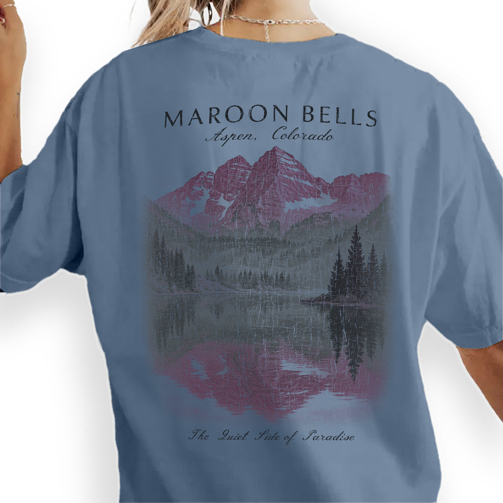 Maroon Bells Aspen Colorado T-Shirt Vintage Mountain Lake Tee | Colorado Travel Souvenir Shirt | Scenic Nature Graphic
