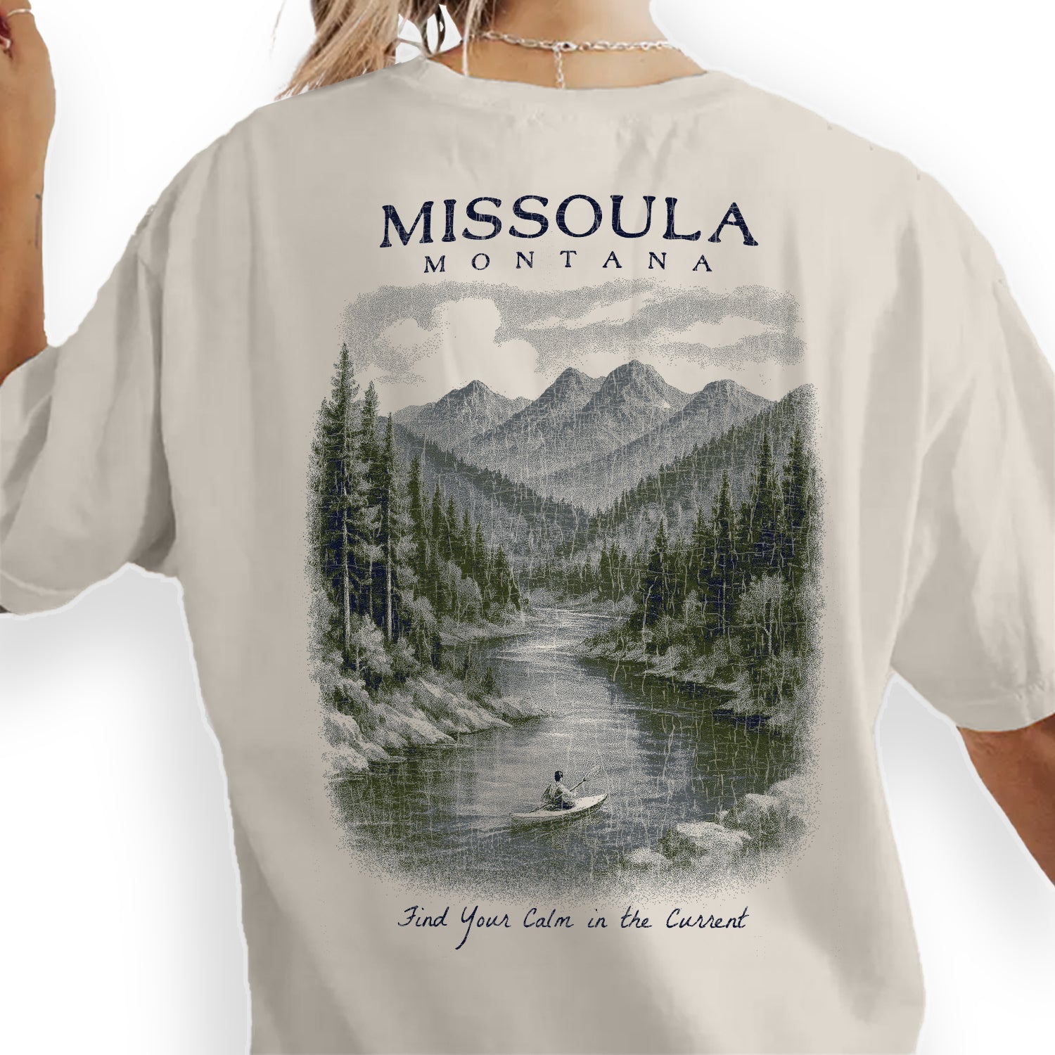 Missoula Montana T-Shirt Vintage River Kayak Tee | Montana Travel Souvenir Shirt | Scenic Mountain Nature Graphic
