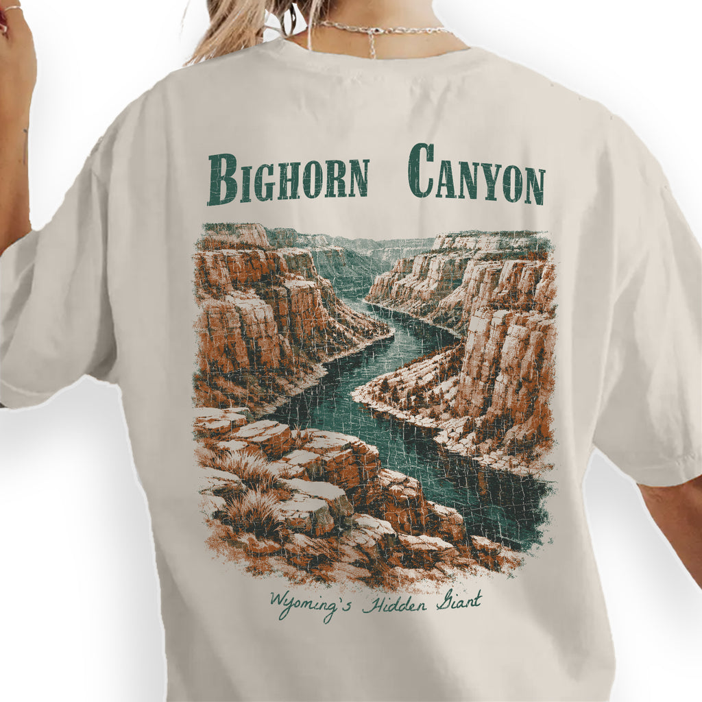 Bighorn Canyon Wyoming Shirt, Vintage Canyon River Tee, Nature Landscape Graphic, Travel Souvenir Hiking Outdoor T-Shirt