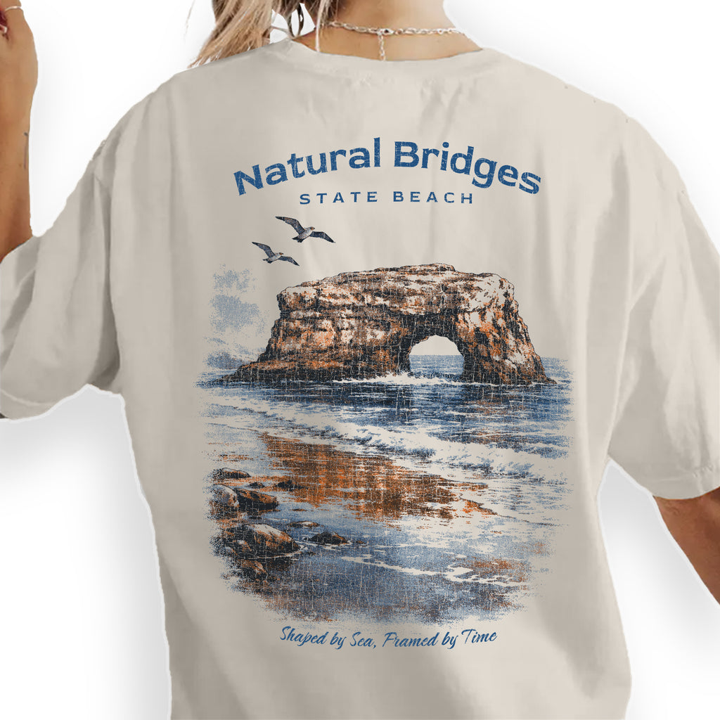 Natural Bridges State Beach Shirt, California Coastal Tee, Ocean Arch Rock T-Shirt, Vintage Beach Graphic Tee, Santa Cruz Gift