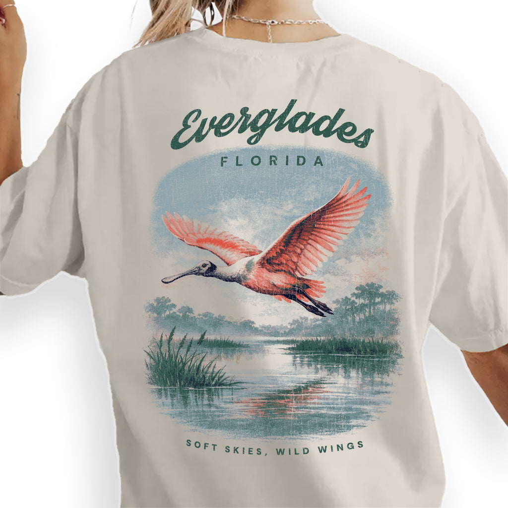 Everglades Florida T-Shirt Vintage Wildlife Bird Tee | Florida Travel Souvenir Shirt | National Park Nature Gift