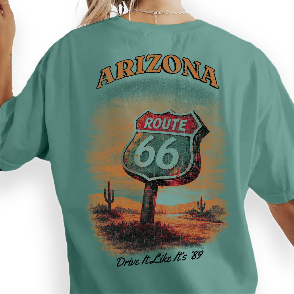Arizona Route 66 Shirt, Vintage Road Trip Tee, Retro Highway 66 Graphic T-Shirt, Drive It Like It’s 89