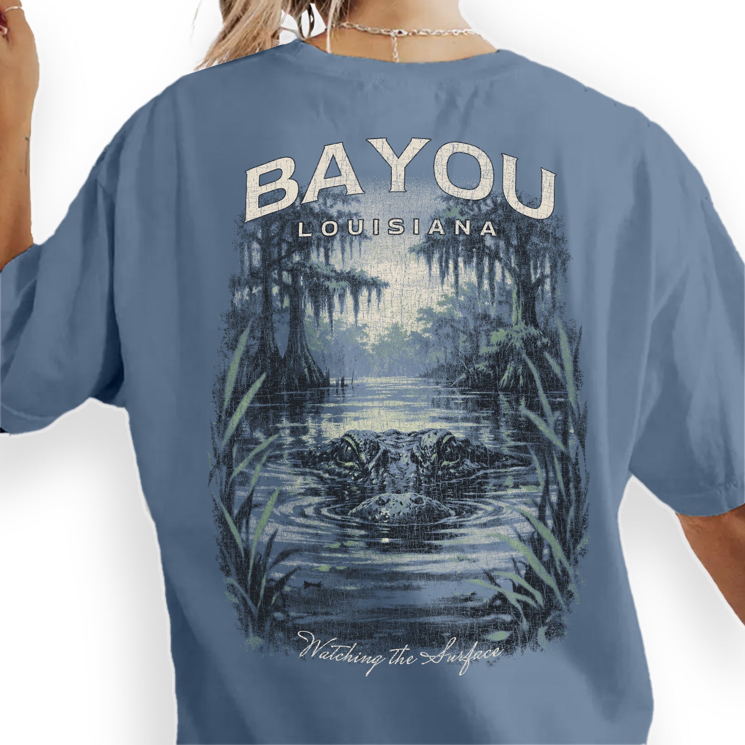 Louisiana Bayou Alligator Shirt, Swamp Nature Graphic Tee, Cajun Travel Souvenir T-Shirt, Bayou Gator Vintage Shirt