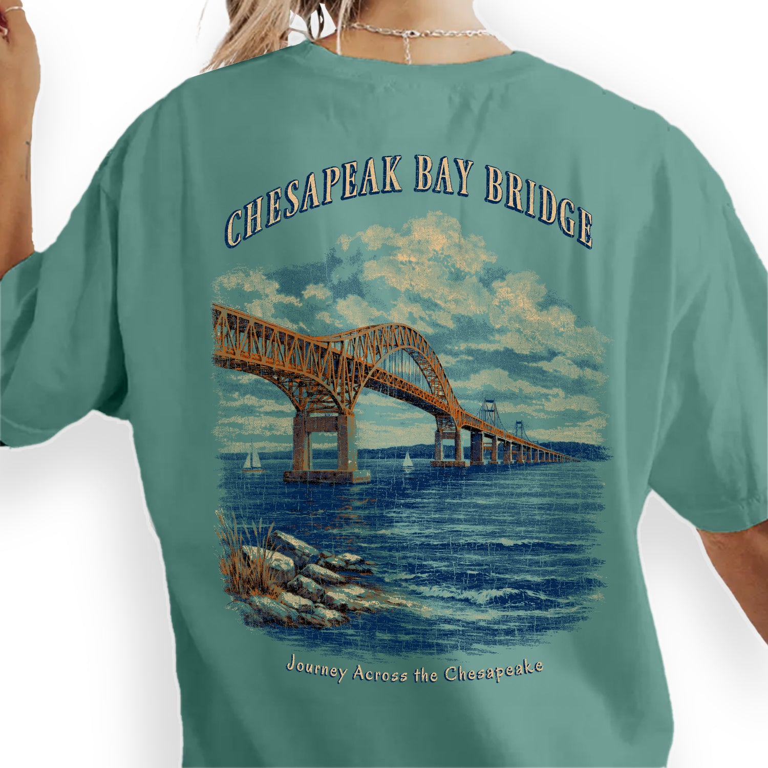 Chesapeake Bay Bridge Shirt, Maryland Coastal Tee, Bridge Graphic T-Shirt, Vintage Travel Tee, Chesapeake Bay Gift