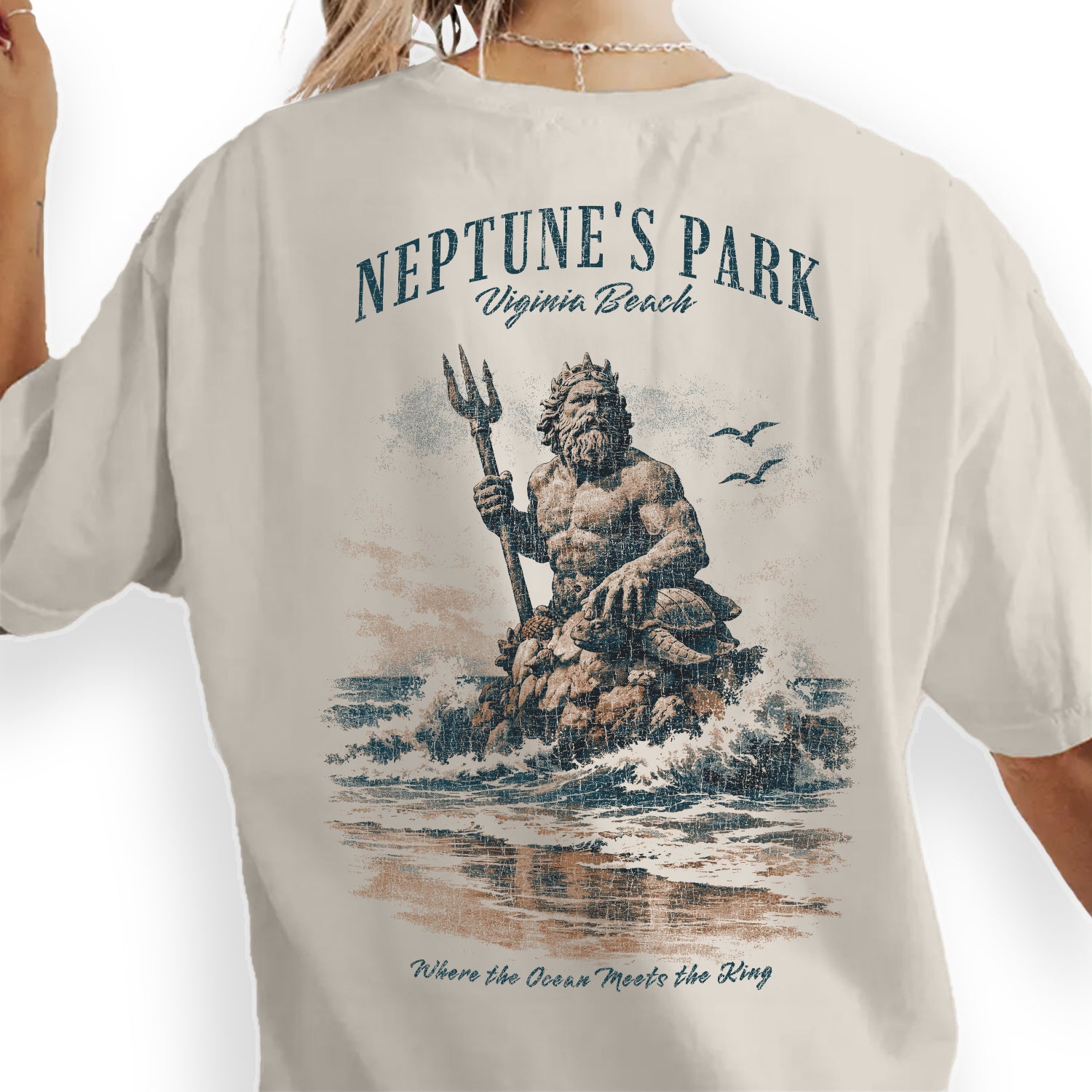 Neptune's Park Virginia Beach Shirt, King Neptune Statue Tee, Coastal Graphic T-Shirt, Nautical Beach Tee, Virginia Beach Gift