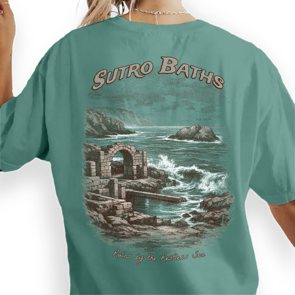 Sutro Baths Shirt San Francisco, Coastal Ruins Tee, Ocean Cliff T-Shirt, Vintage California Travel Graphic, Historic Beach Tee