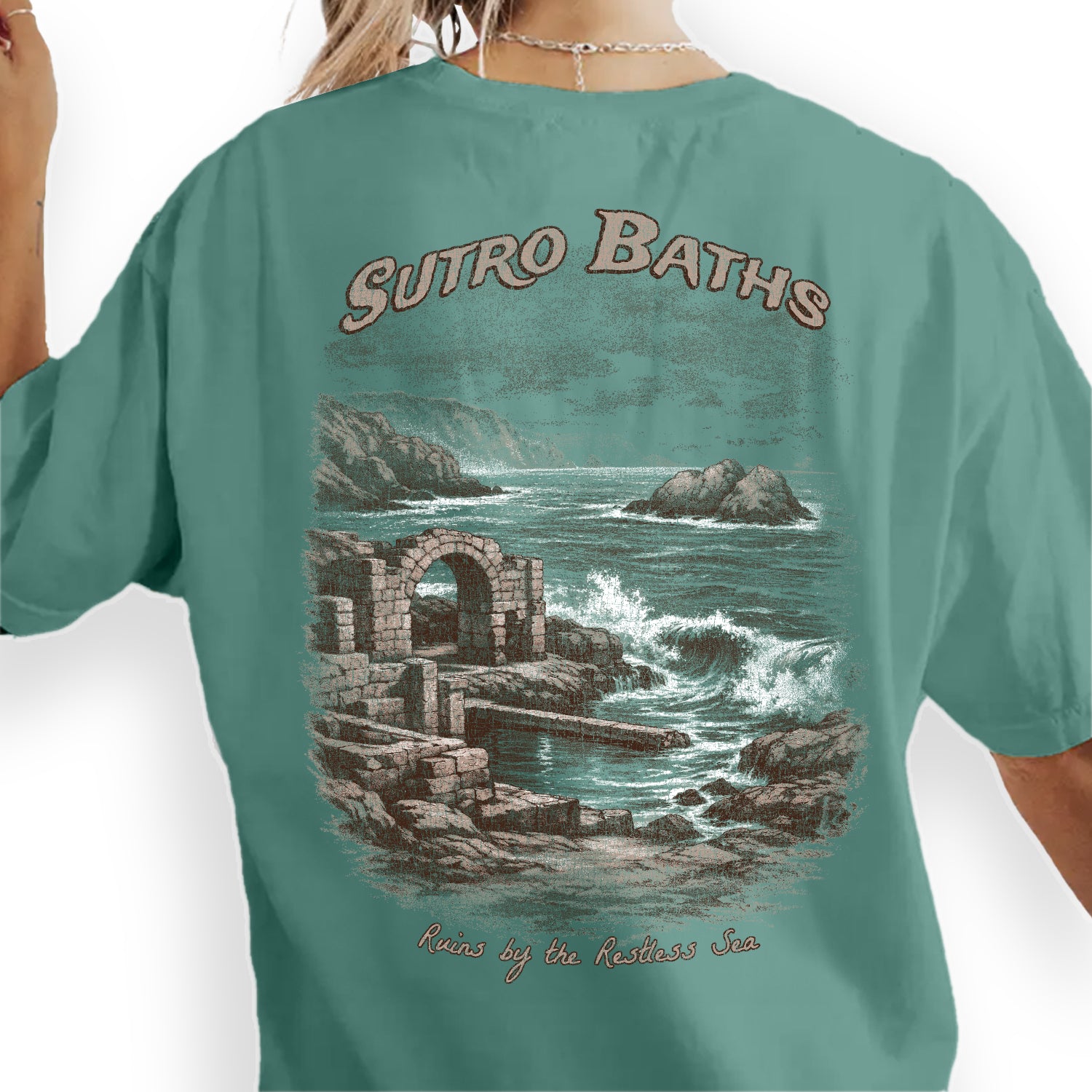 Sutro Baths Shirt San Francisco, Coastal Ruins Tee, Ocean Cliff T-Shirt, Vintage California Travel Graphic, Historic Beach Tee