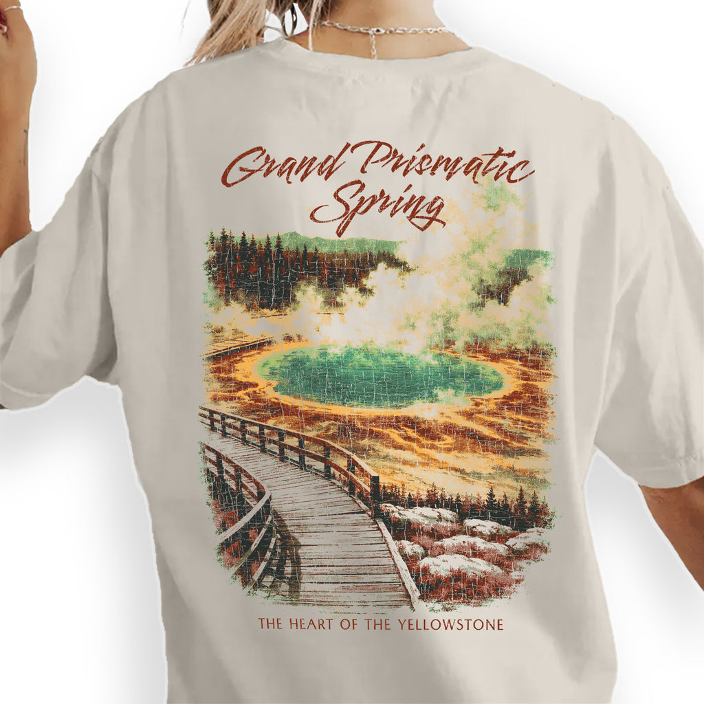 Grand Prismatic Spring Yellowstone T-Shirt, Wyoming Travel Tee, Colorful Hot Spring Graphic Shirt, National Park Souvenir Tee
