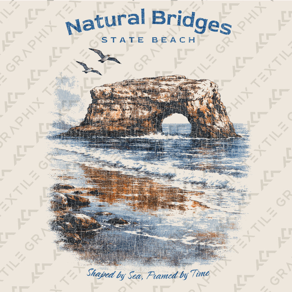 Natural Bridges State Beach Shirt, California Coastal Tee, Ocean Arch Rock T-Shirt, Vintage Beach Graphic Tee, Santa Cruz Gift