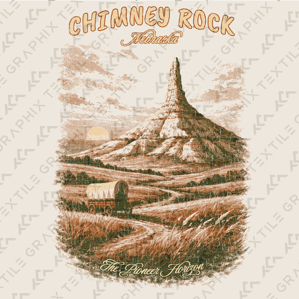 Chimney Rock Nebraska Shirt, Vintage Western Landscape Tee, Pioneer Horizon Travel Shirt, Oregon Trail Historic Landmark T-Shirt