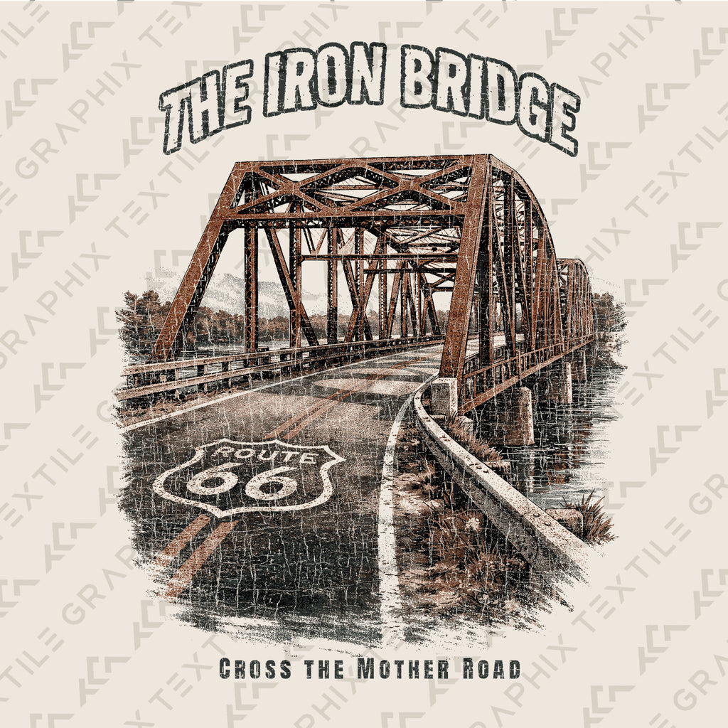Route 66 Iron Bridge T-Shirt, Vintage Highway Bridge Tee, Mother Road Travel Shirt, Classic Road Trip Graphic Tee