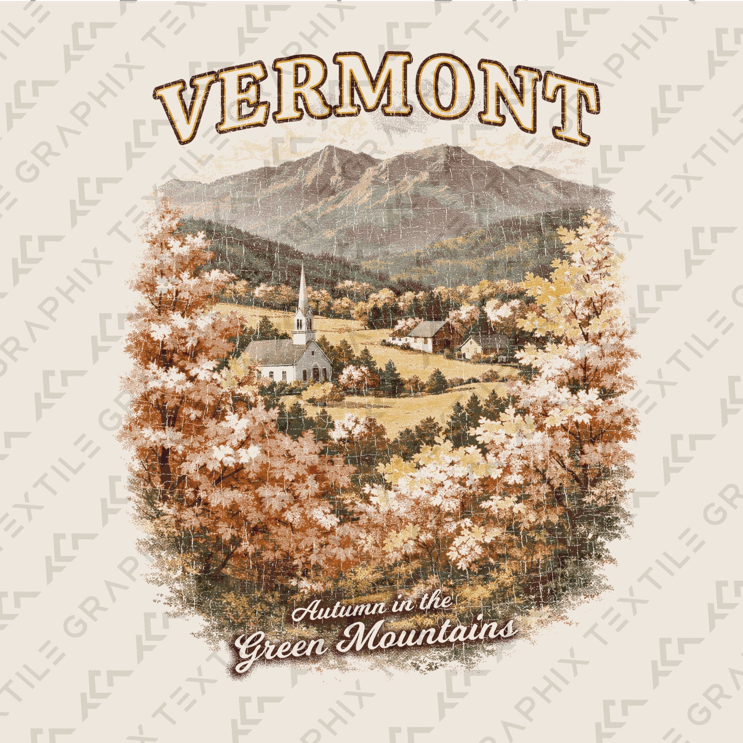 Vermont Fall Foliage T-Shirt, Green Mountains Autumn Scenic Tee, Vermont Travel Shirt, New England Autumn Graphic Tee