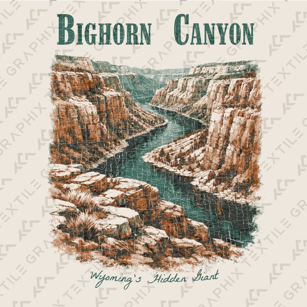 Bighorn Canyon Wyoming Shirt, Vintage Canyon River Tee, Nature Landscape Graphic, Travel Souvenir Hiking Outdoor T-Shirt