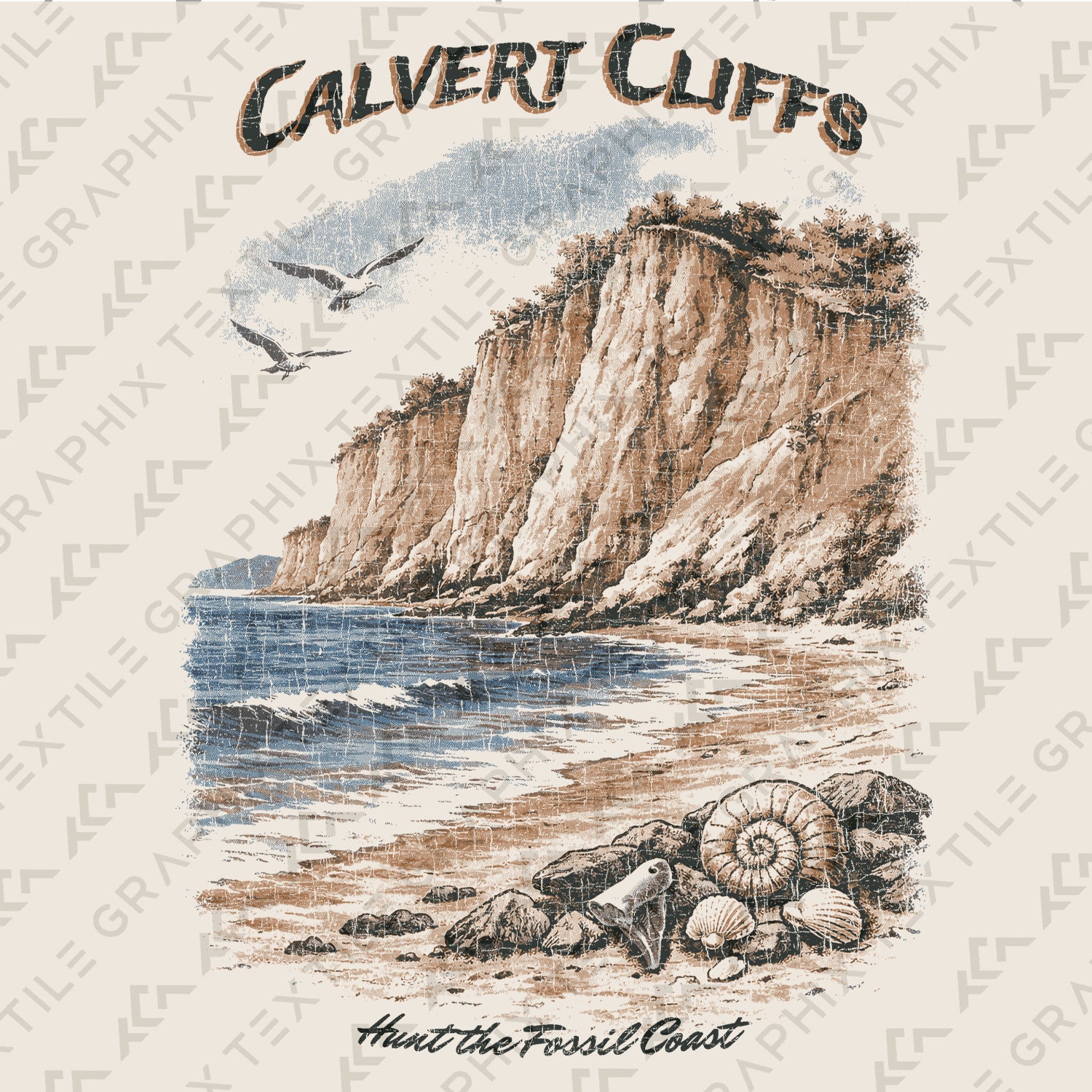 Calvert Cliffs Maryland Shirt, Fossil Coast Tee, Coastal Cliff Beach T-Shirt, Vintage Travel Graphic Tee, Chesapeake Bay Gift