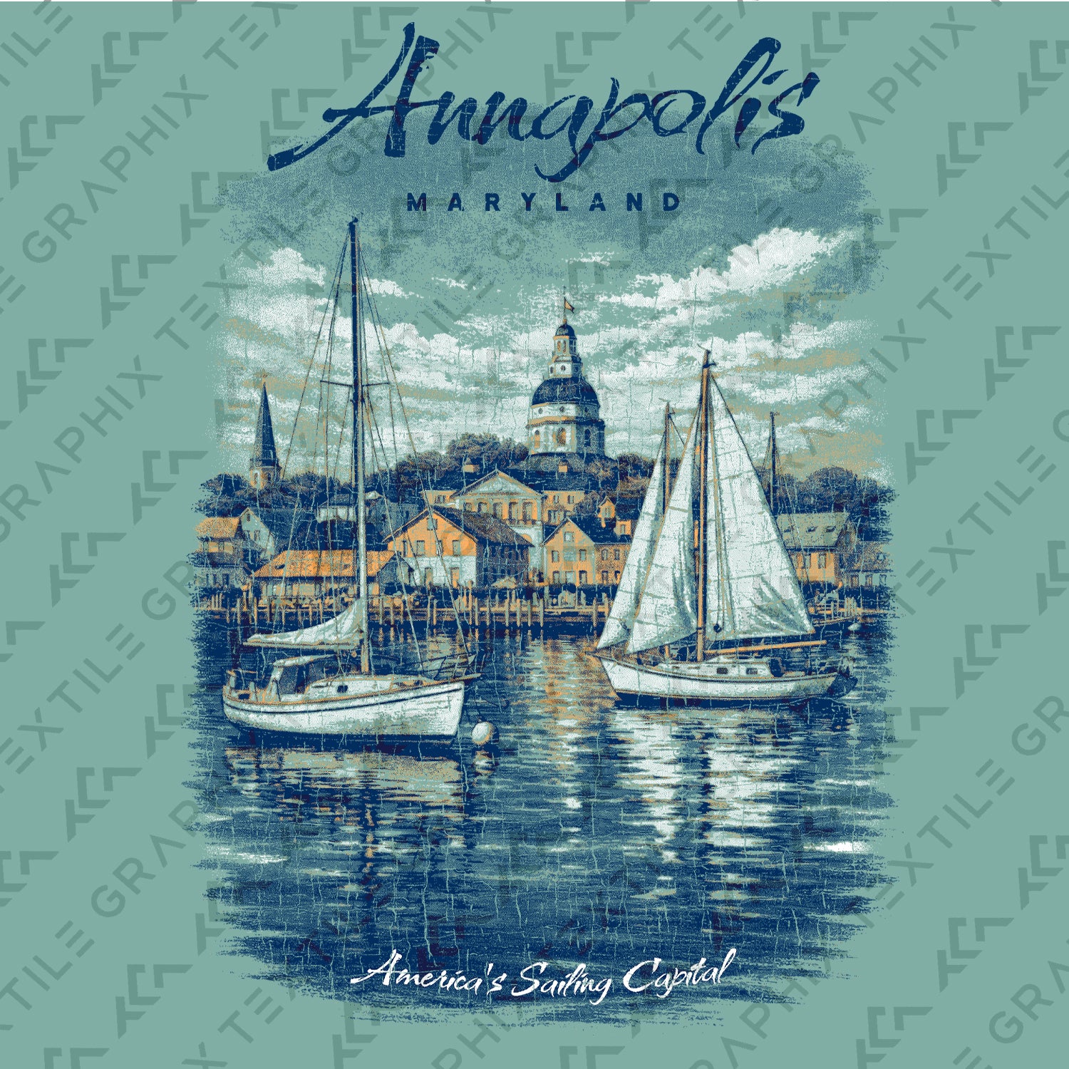 Annapolis Maryland Sailing Shirt, Nautical Boat Tee, Coastal Harbor Graphic, Vintage Travel T-Shirt, Sailing Capital Gift