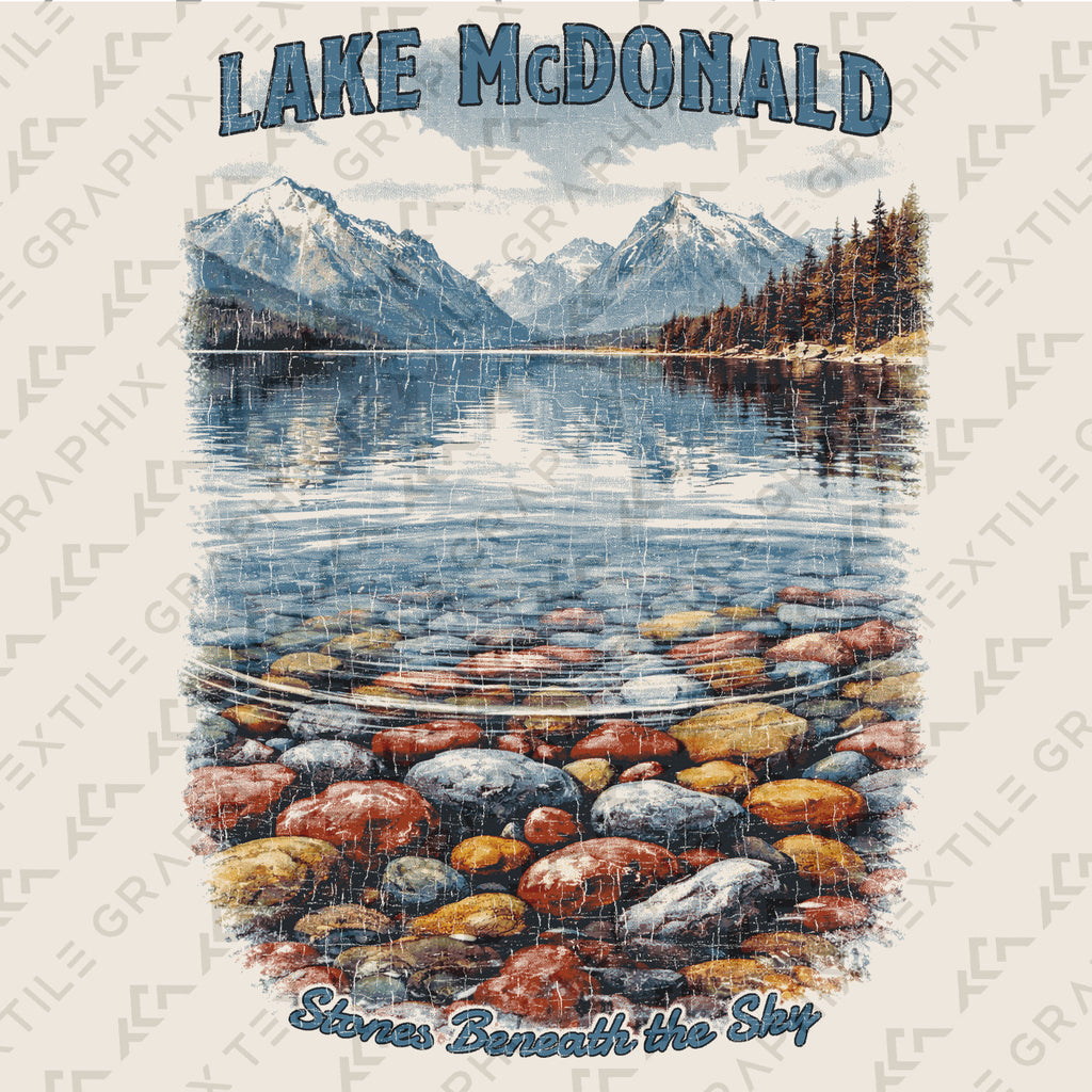 Lake McDonald Glacier National Park T-Shirt, Montana Travel Tee, Scenic Mountain Lake Shirt, Nature Lover Gift, Vintage Park Graphic