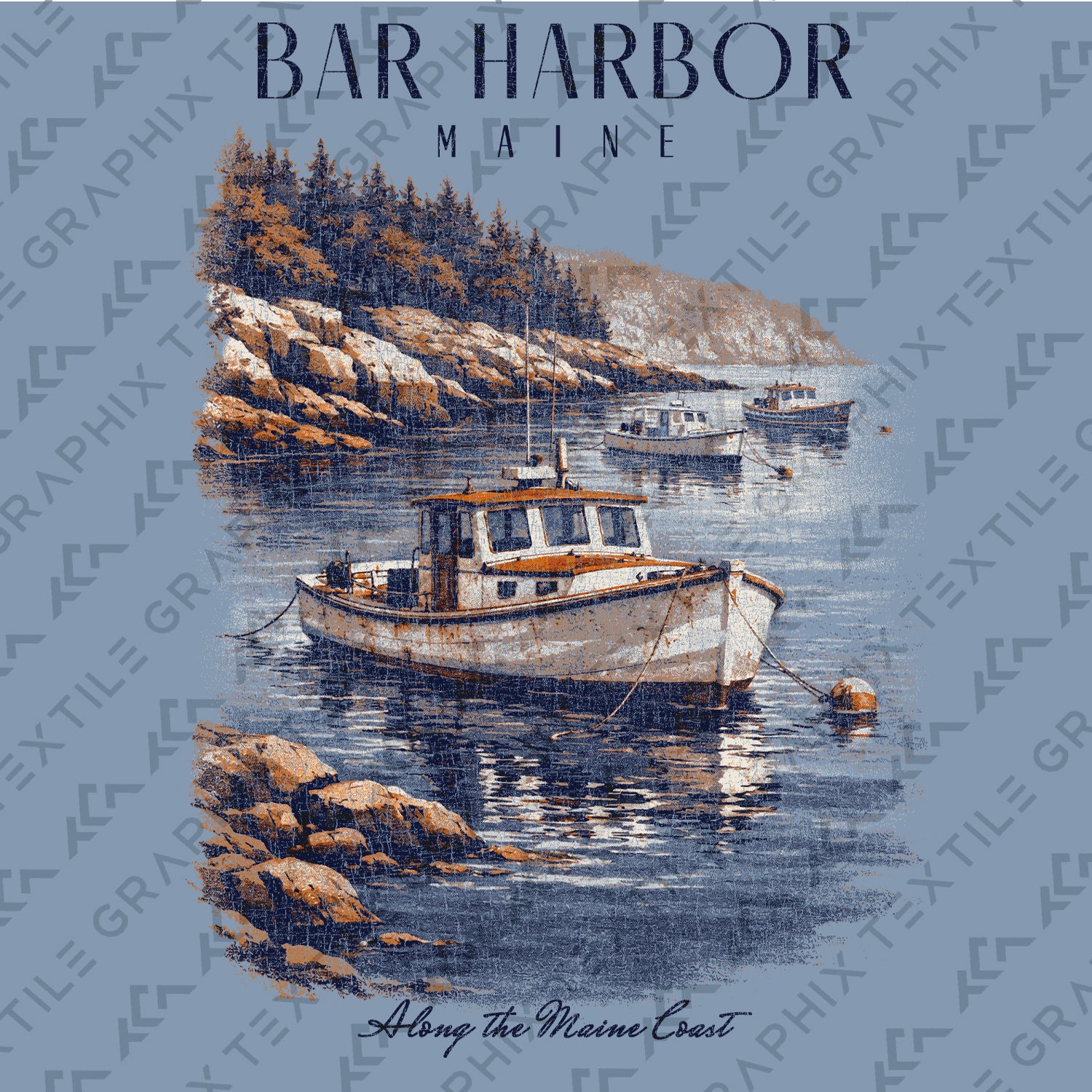 Bar Harbor Maine Shirt, Coastal Boat Tee, Vintage Harbor Graphic T-Shirt, Nautical Lobster Boat Shirt, Maine Coast Gift