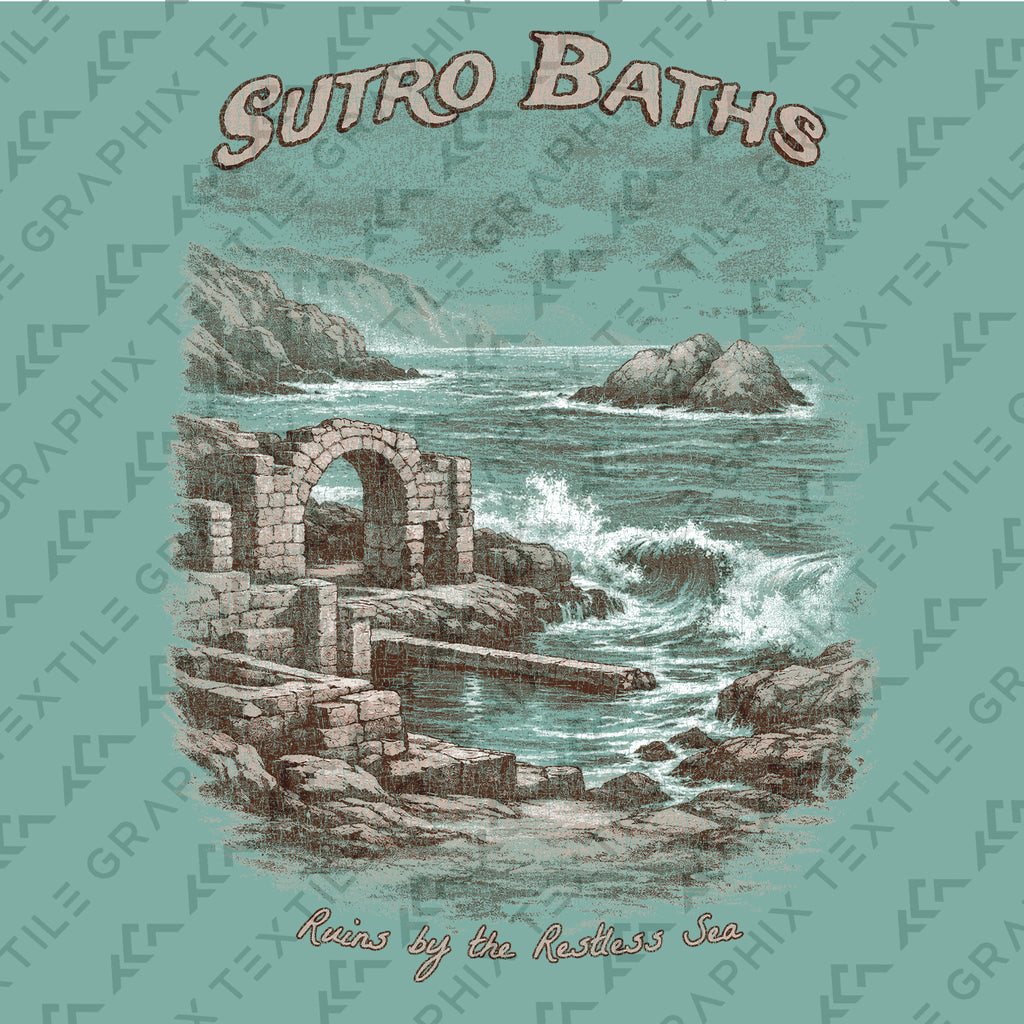 Sutro Baths Shirt San Francisco, Coastal Ruins Tee, Ocean Cliff T-Shirt, Vintage California Travel Graphic, Historic Beach Tee
