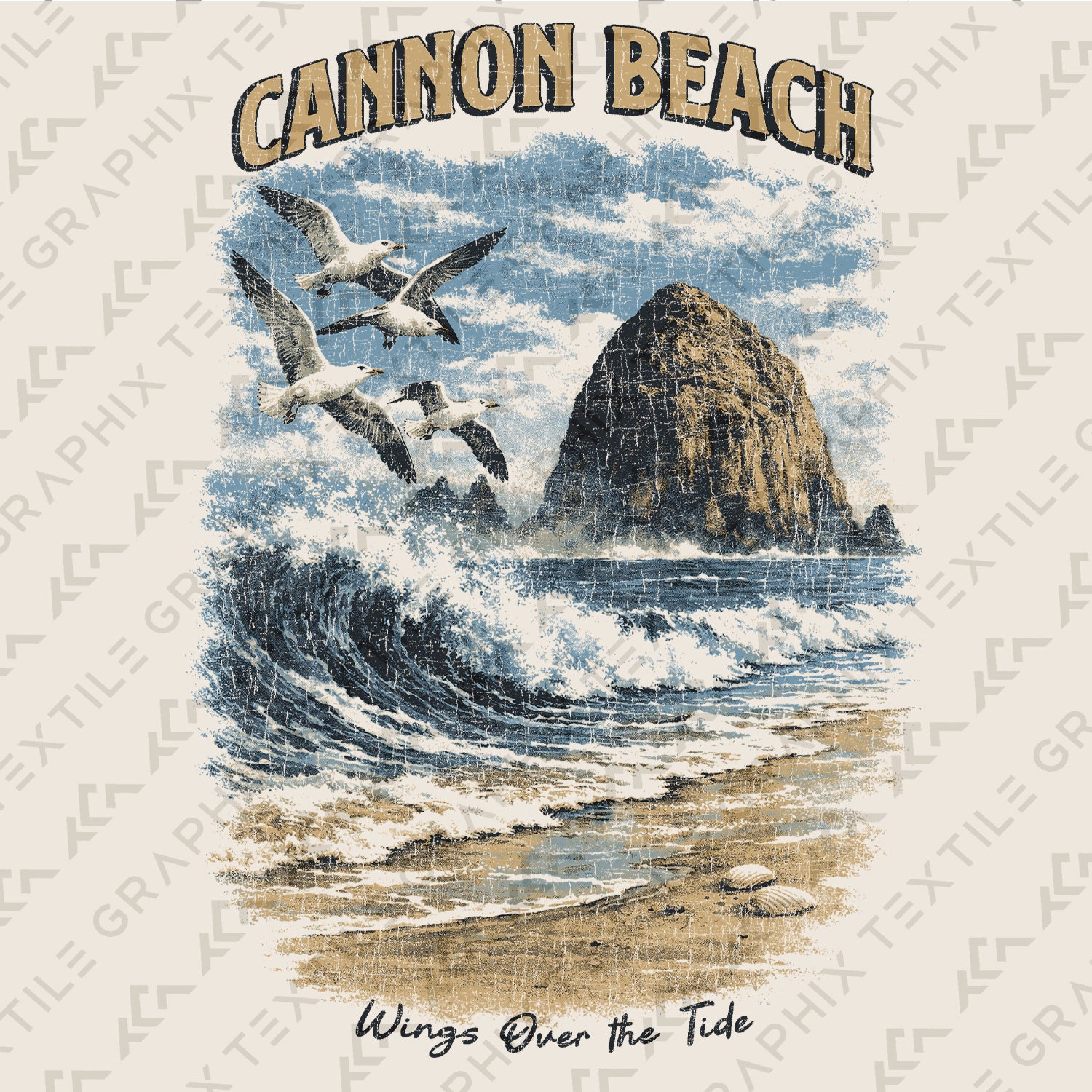 Cannon Beach Oregon Shirt, Haystack Rock Wave Tee, Vintage Coastal Graphic T-Shirt, Pacific Northwest Beach Gift, Seagull Ocean Tee