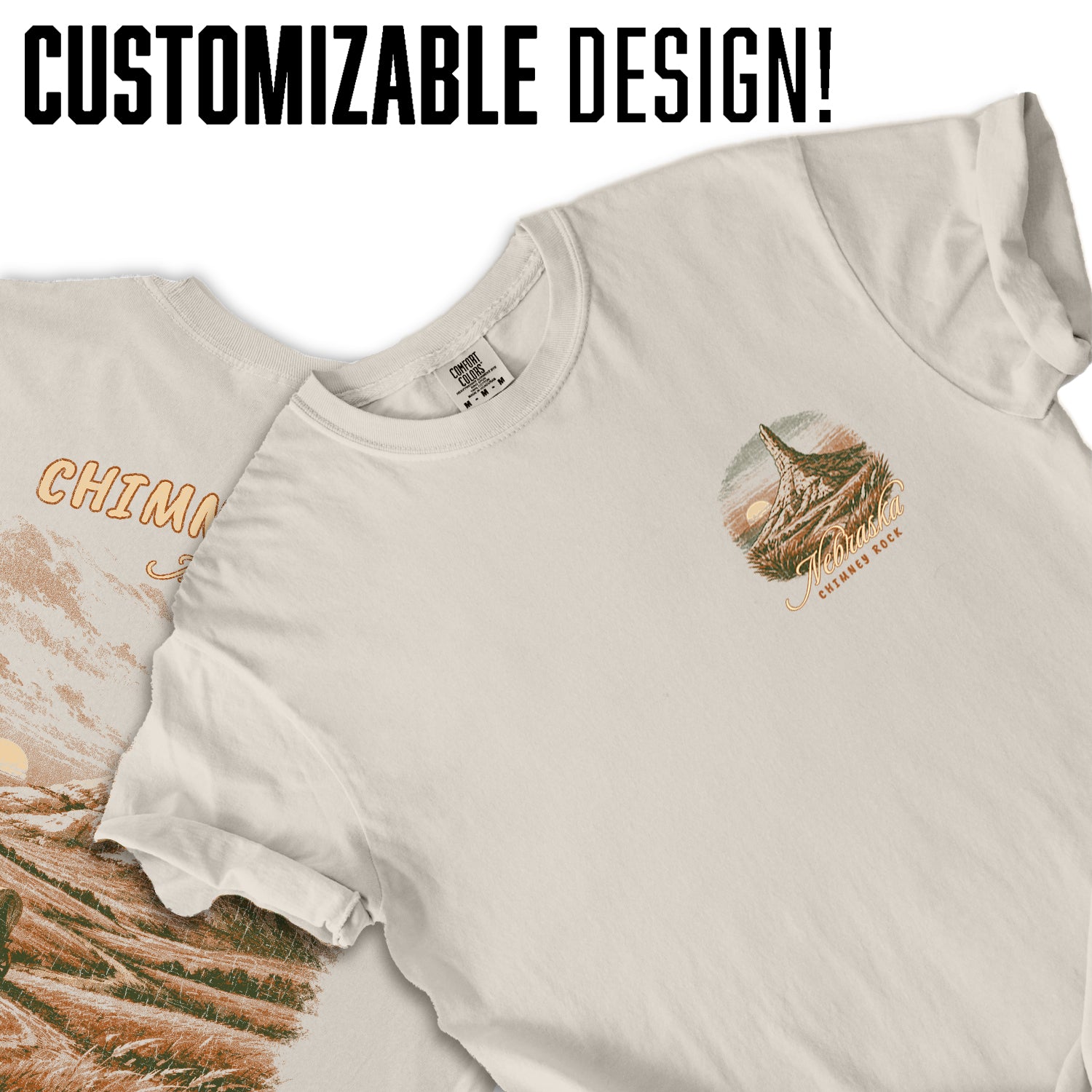 Chimney Rock Nebraska Shirt, Vintage Western Landscape Tee, Pioneer Horizon Travel Shirt, Oregon Trail Historic Landmark T-Shirt