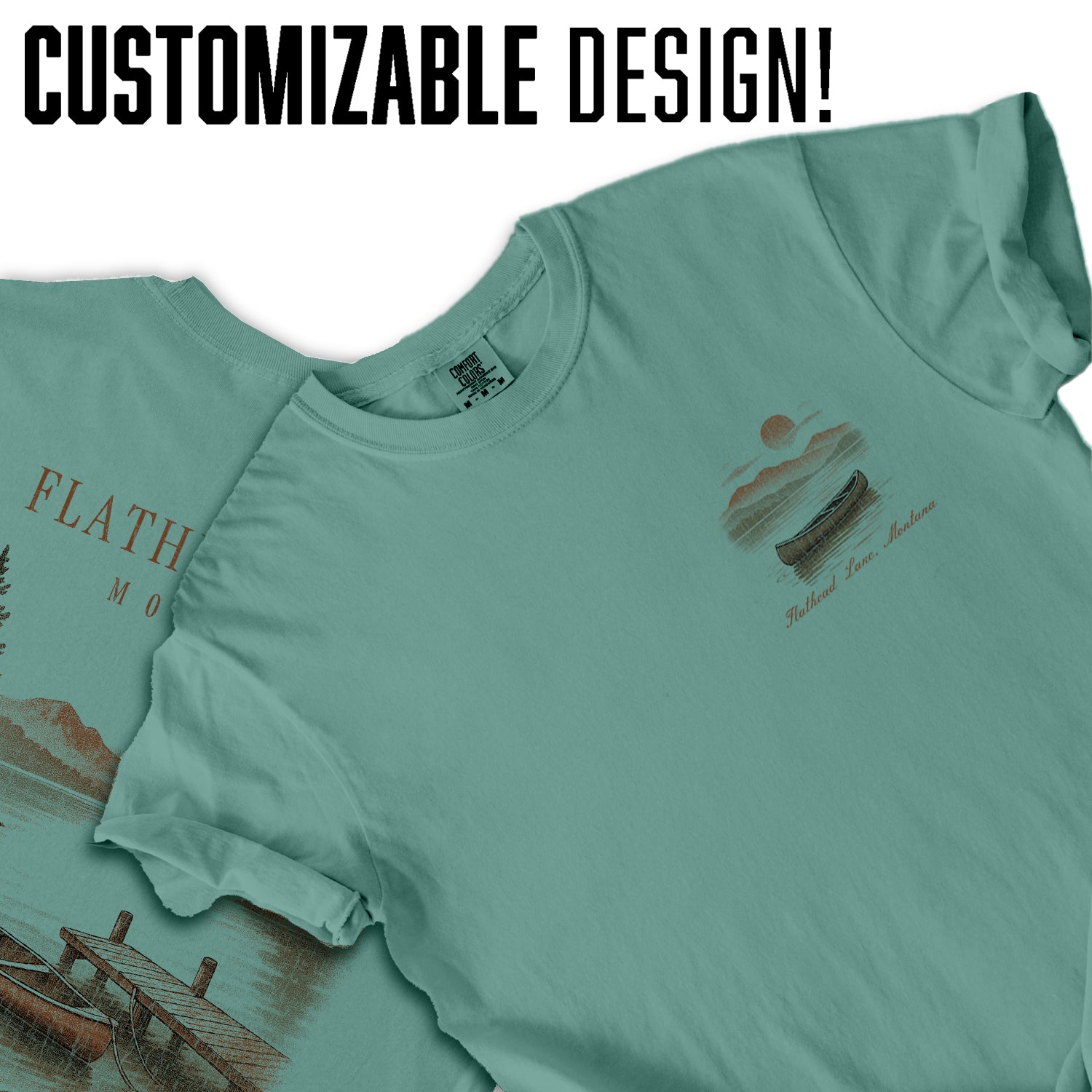 Flathead Lake Montana T-Shirt Vintage Canoe Lake Tee | Montana Travel Souvenir Shirt | Scenic Mountain Nature Graphic