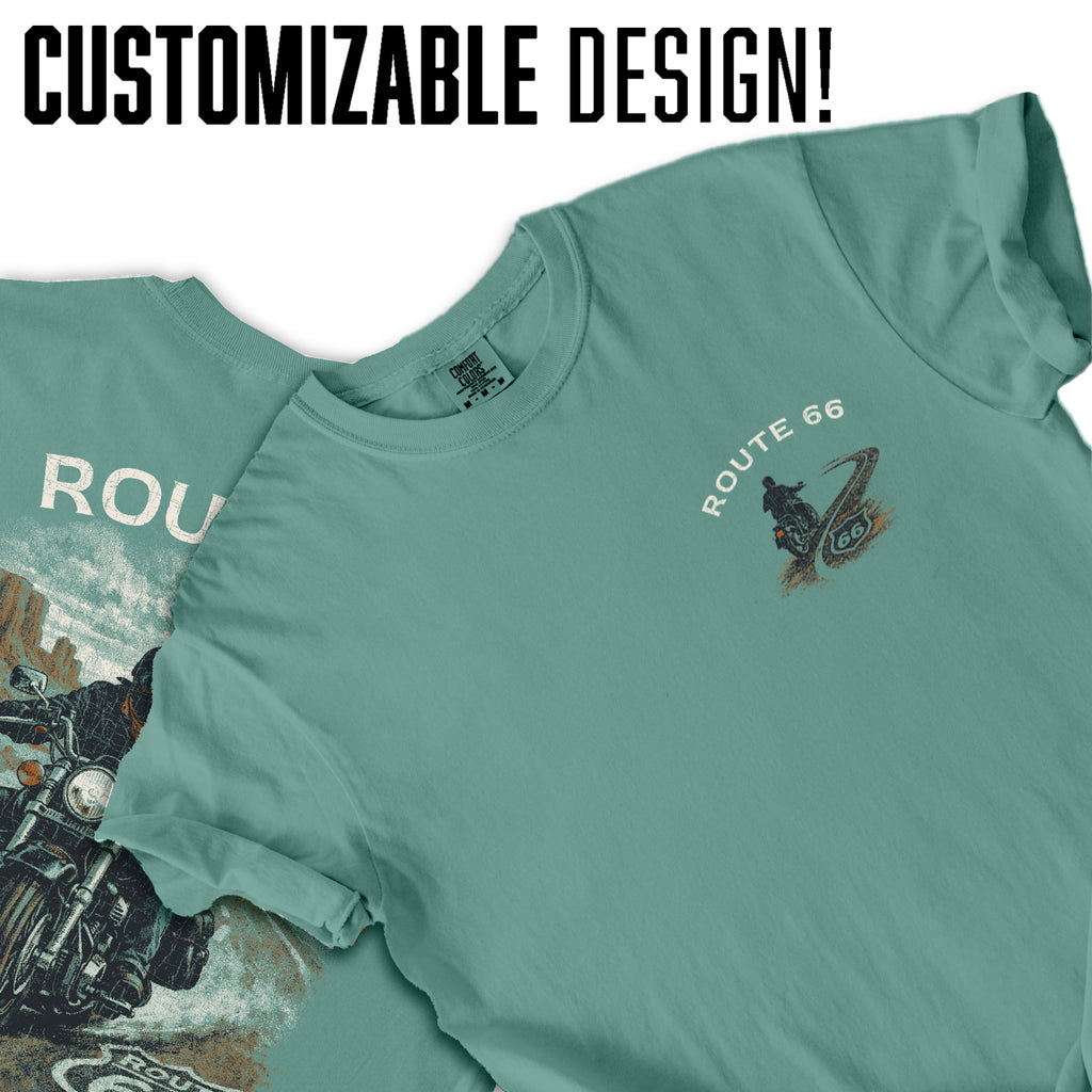 Route 66 Motorcycle T-Shirt, Vintage Biker Road Trip Tee, Retro Desert Highway Shirt, Route 66 Graphic Tee, Rider Gift