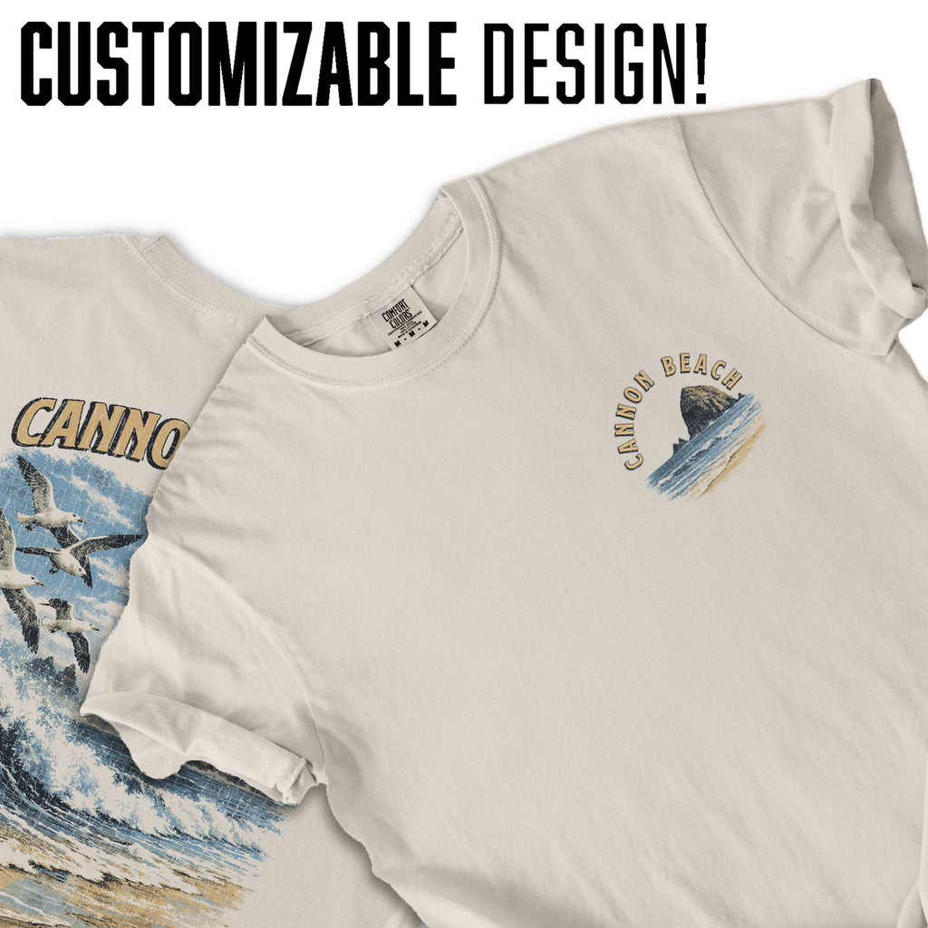 Cannon Beach Oregon Shirt, Haystack Rock Wave Tee, Vintage Coastal Graphic T-Shirt, Pacific Northwest Beach Gift, Seagull Ocean Tee