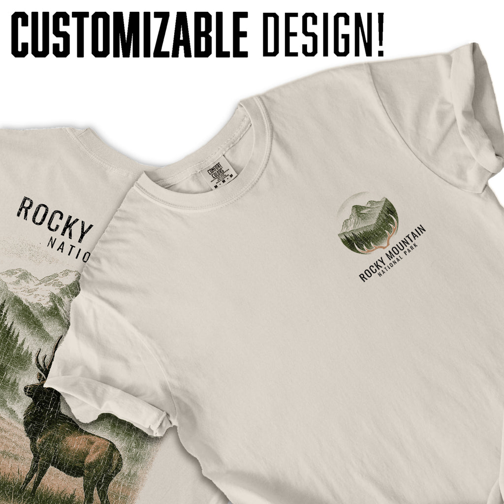 Rocky Mountain National Park T-Shirt Elk Wildlife Tee | Colorado Hiking Souvenir Shirt | Vintage Nature Graphic