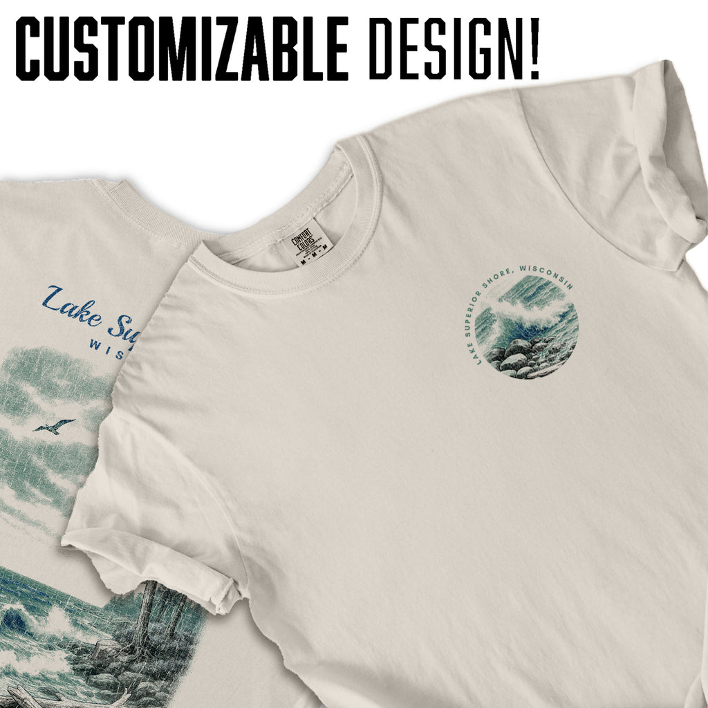 Lake Superior Shore Wisconsin T-Shirt Vintage Lake Tee | Great Lakes Travel Souvenir Shirt | Coastal Nature Graphic