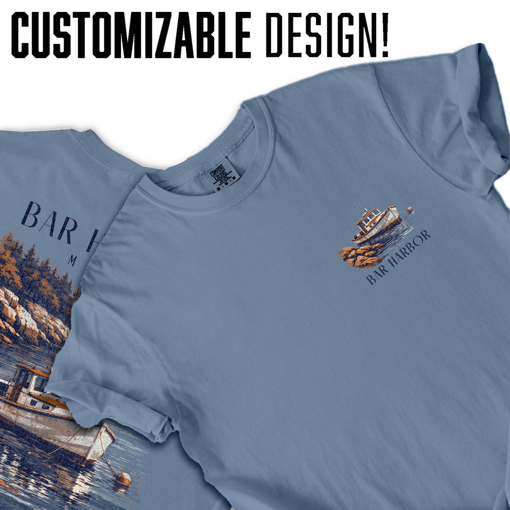 Bar Harbor Maine Shirt, Coastal Boat Tee, Vintage Harbor Graphic T-Shirt, Nautical Lobster Boat Shirt, Maine Coast Gift