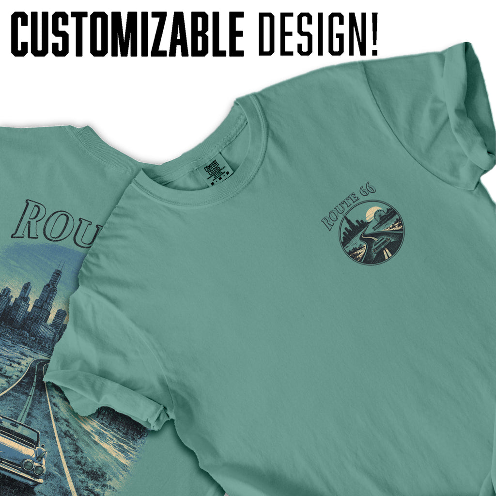 Route 66 Chicago to Coast Shirt, Vintage Road Trip Tee, Retro Americana Car Graphic T-Shirt, Classic Highway 66