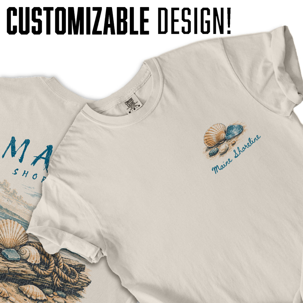 Maine Shoreline Shirt, Coastal Seashell Tee, Beach Driftwood T-Shirt, Vintage Ocean Graphic Tee, New England Coastal Gift