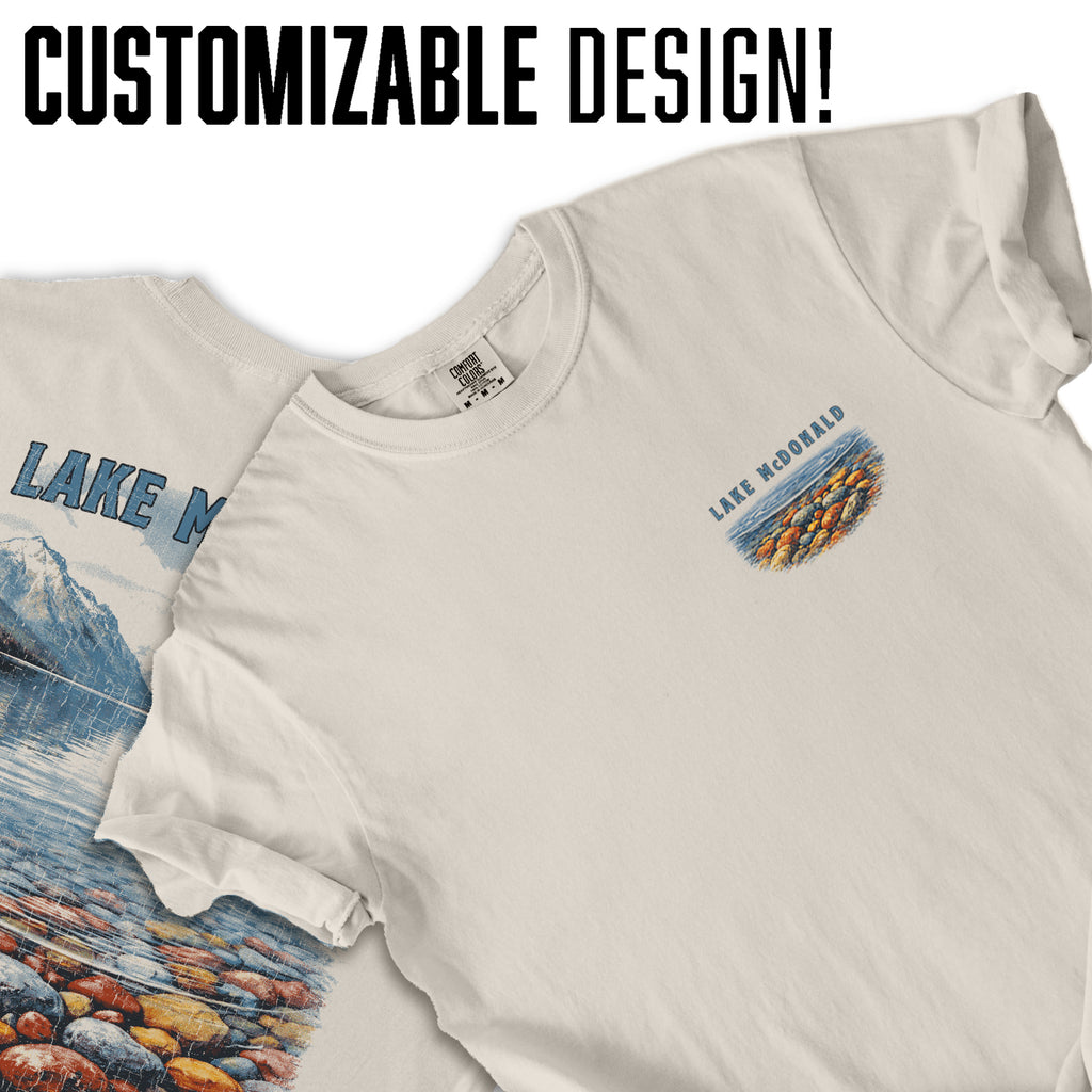 Lake McDonald Glacier National Park T-Shirt, Montana Travel Tee, Scenic Mountain Lake Shirt, Nature Lover Gift, Vintage Park Graphic