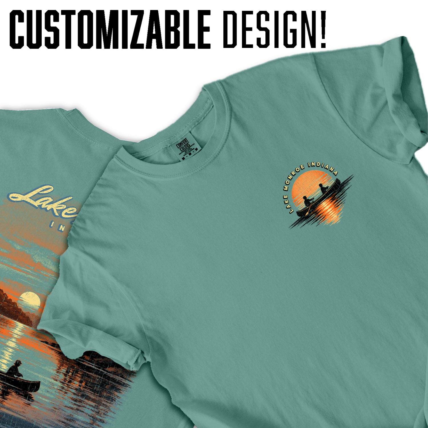 Lake Monroe Indiana Sunset T-Shirt, Canoe Lake Graphic Tee, Indiana Travel Shirt, Hoosier State Nature Shirt, Vintage Lake Souvenir