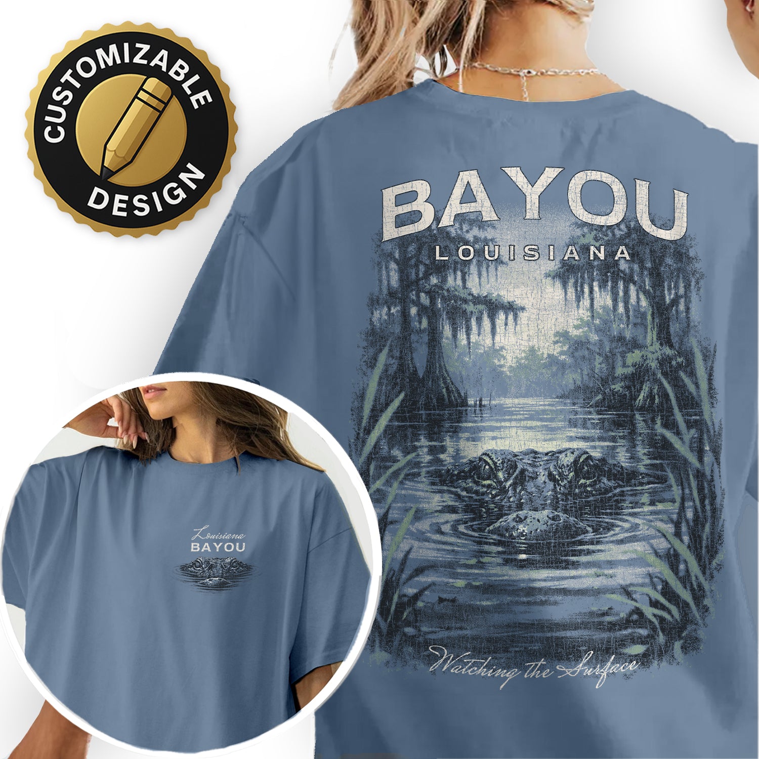 Louisiana Bayou Alligator Shirt, Swamp Nature Graphic Tee, Cajun Travel Souvenir T-Shirt, Bayou Gator Vintage Shirt