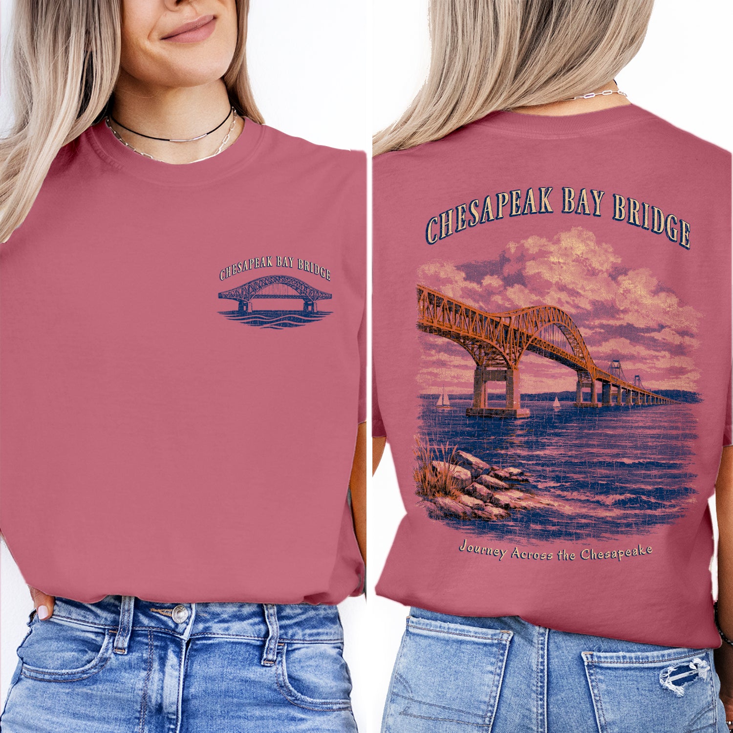 Chesapeake Bay Bridge Shirt, Maryland Coastal Tee, Bridge Graphic T-Shirt, Vintage Travel Tee, Chesapeake Bay Gift