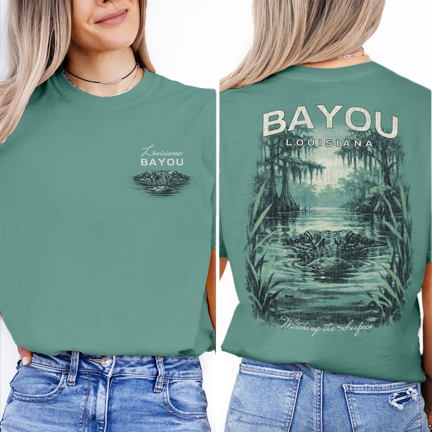 Louisiana Bayou Alligator Shirt, Swamp Nature Graphic Tee, Cajun Travel Souvenir T-Shirt, Bayou Gator Vintage Shirt