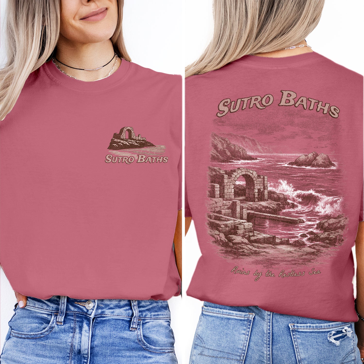 Sutro Baths Shirt San Francisco, Coastal Ruins Tee, Ocean Cliff T-Shirt, Vintage California Travel Graphic, Historic Beach Tee